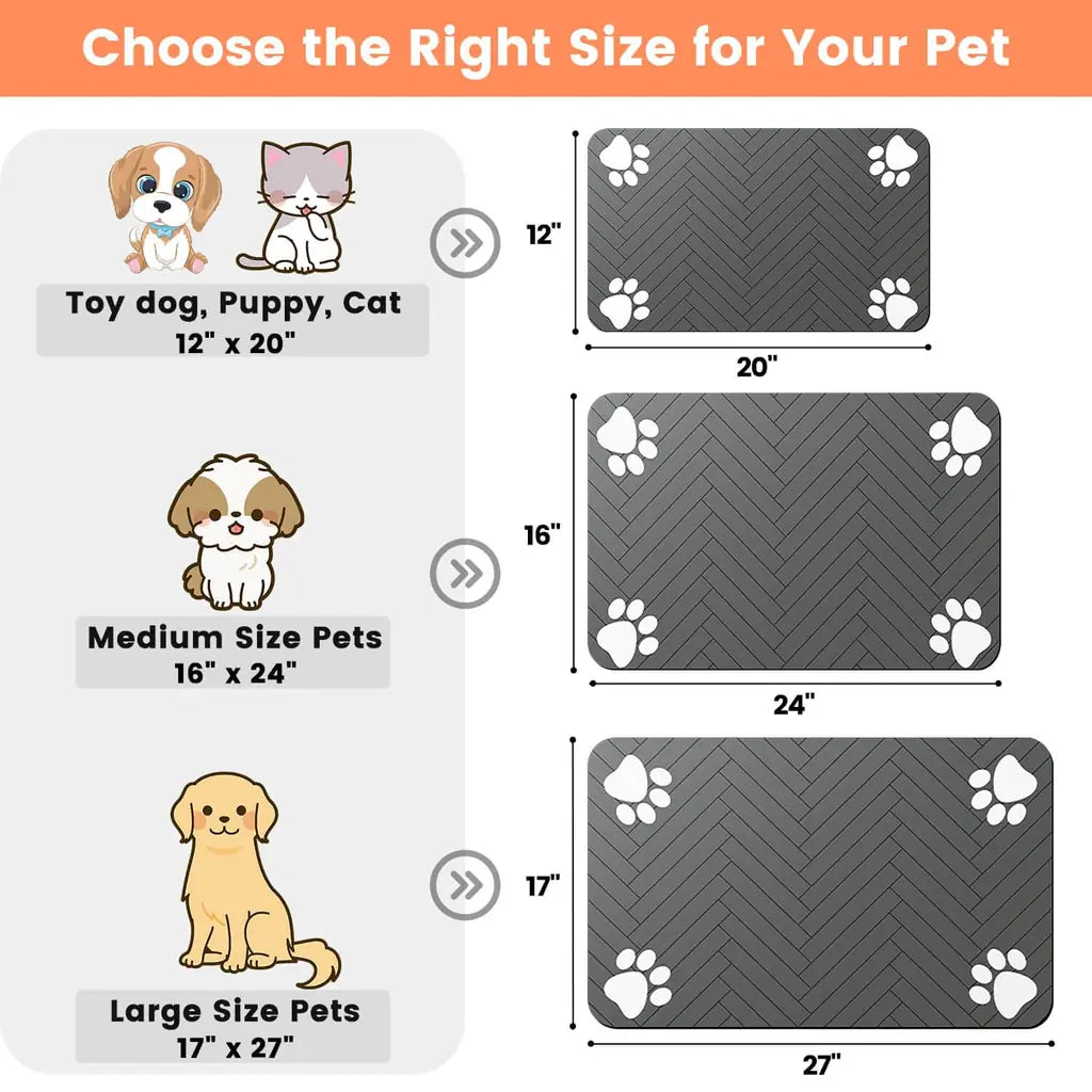 Absorbent Pet Feeding Mat – Waterproof, Non-Slip, Quick Dry for Dogs & Cats
