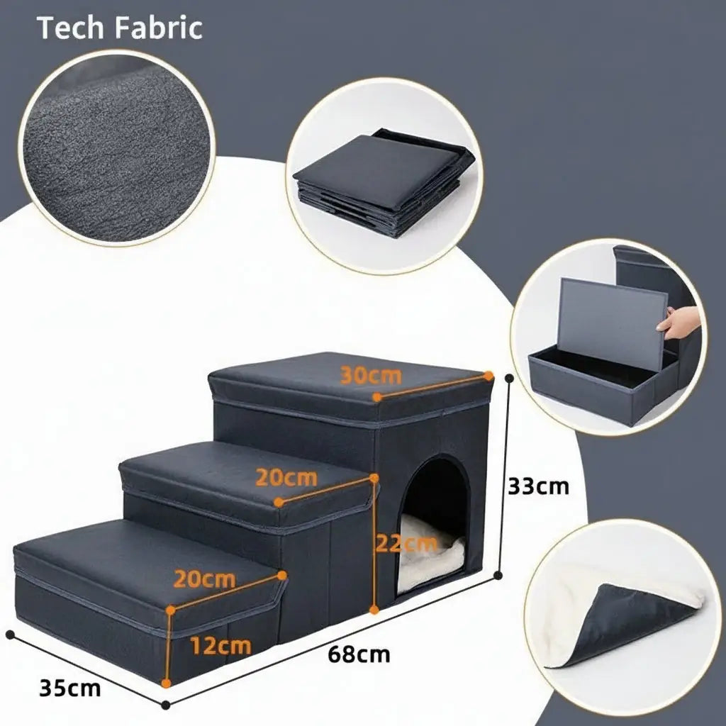 Fold & Climb Pet Steps - Soft Staircase for Dogs