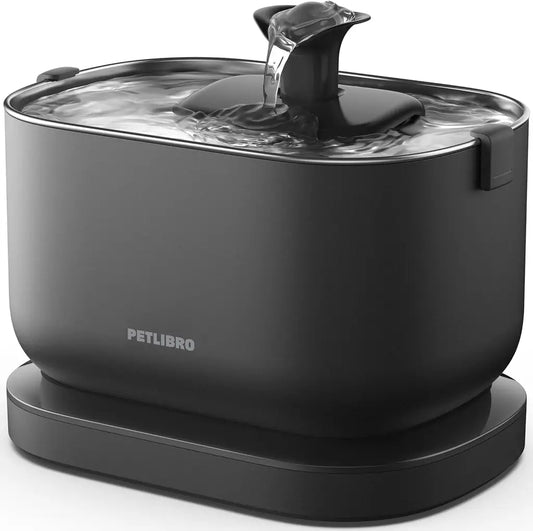 PETLIBRO Cordless Cat Water Fountain | 84oz Battery-Operated | Radar Sensor, 4-Stage Filter & SS Tray | Black