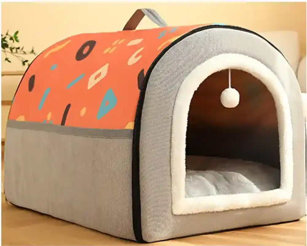 Cozy Corner Pet Bed - Semi-Enclosed Washable Dog & Cat House