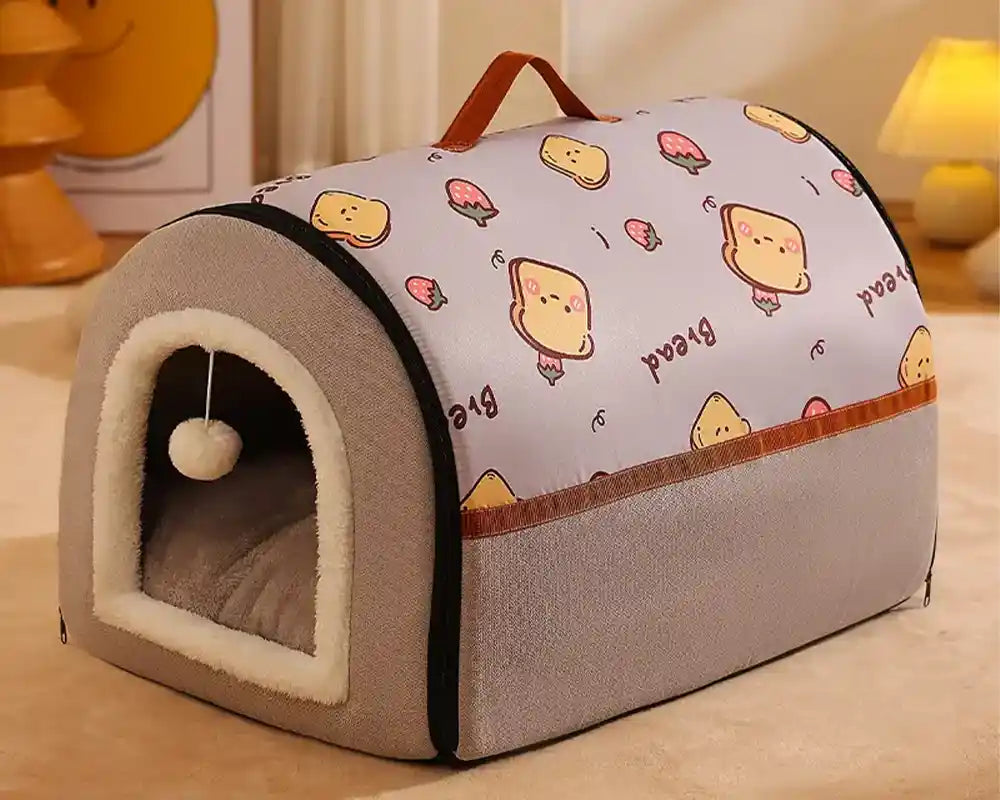 Cozy Corner Pet Bed - Semi-Enclosed Washable Dog & Cat House