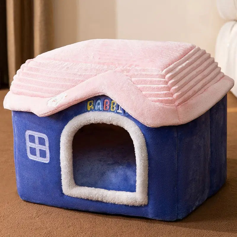 Double-Roof Pet House – Washable Tent Bed for Dogs & Cats