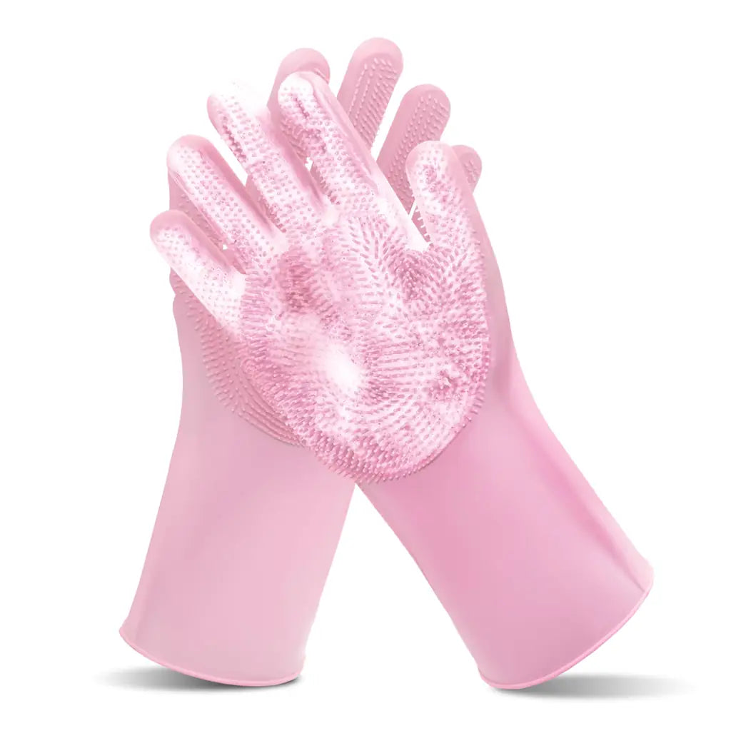 Silicone Pet Grooming Gloves – Dog & Cat Bath Scrubber Brush
