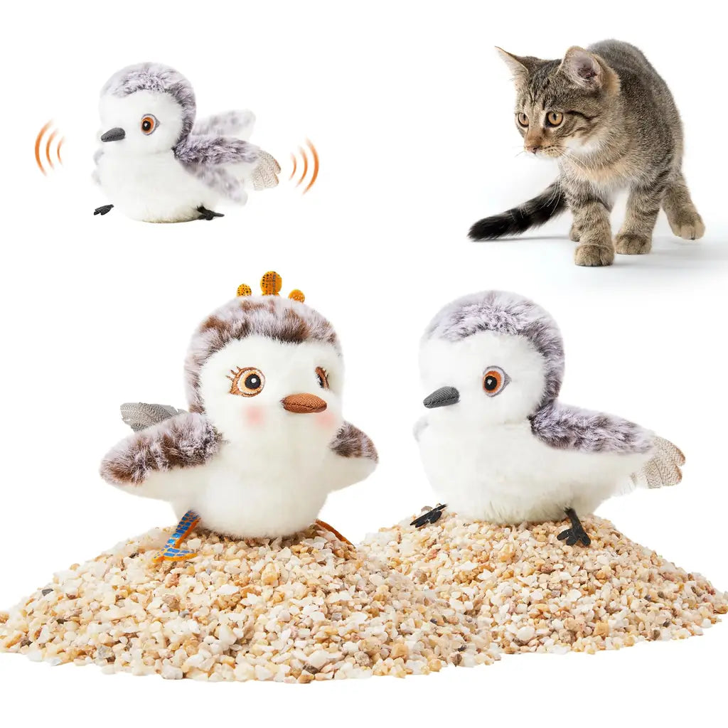 Potaroma Flapping Bird Cat Toy - Motion Sensor, Chirps & Catnip