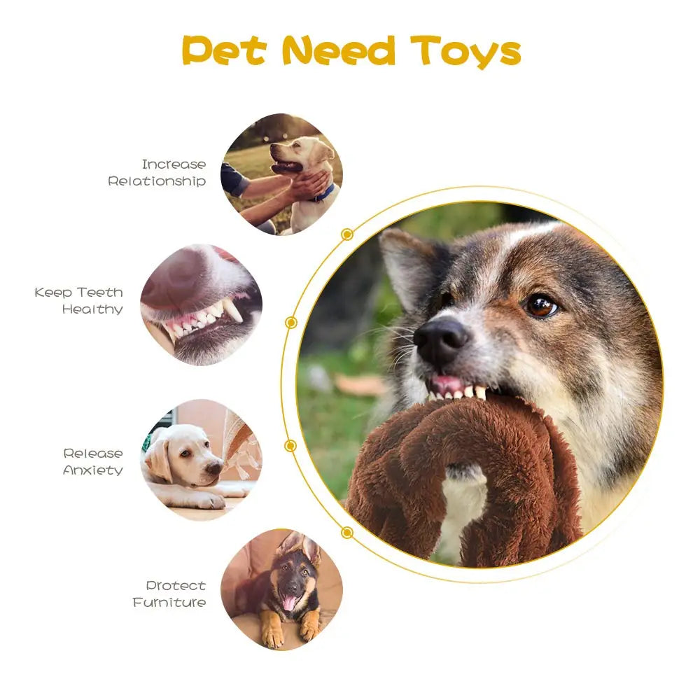 FIREOR No Stuffing Plush Dog Squeaky Toy Bundle for Small Medium Large Dogs