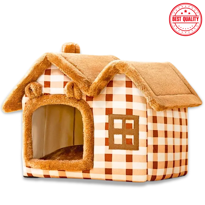 Double-Roof Pet House – Washable Tent Bed for Dogs & Cats