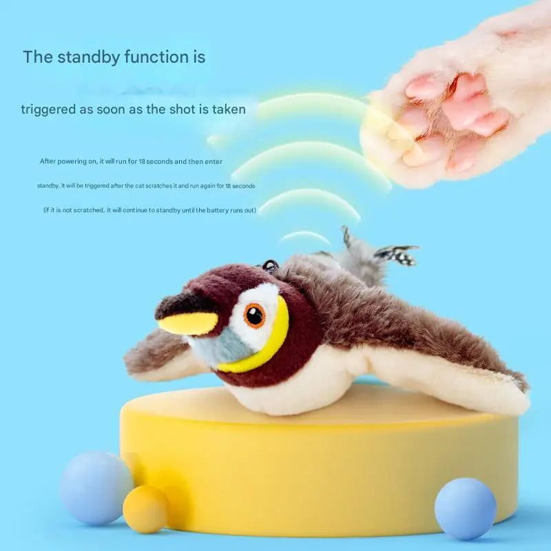 Rechargeable Flapping Bird Cat Toy – Plush Motion Pet Toy for Self-Entertainment