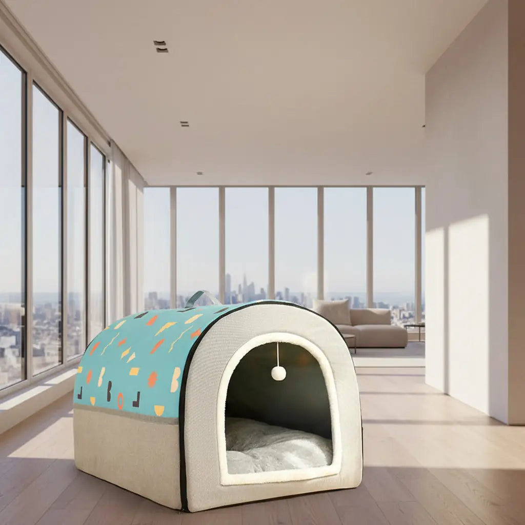 Cozy Corner Pet Bed - Semi-Enclosed Washable Dog & Cat House