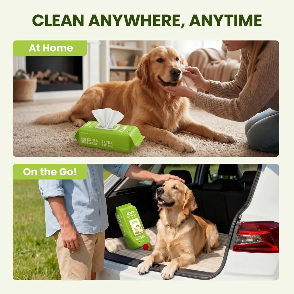 PawSono Hypoallergenic Pet Wipes for Dogs & Cats | Extra Large, Lick-Safe | Coconut Scented