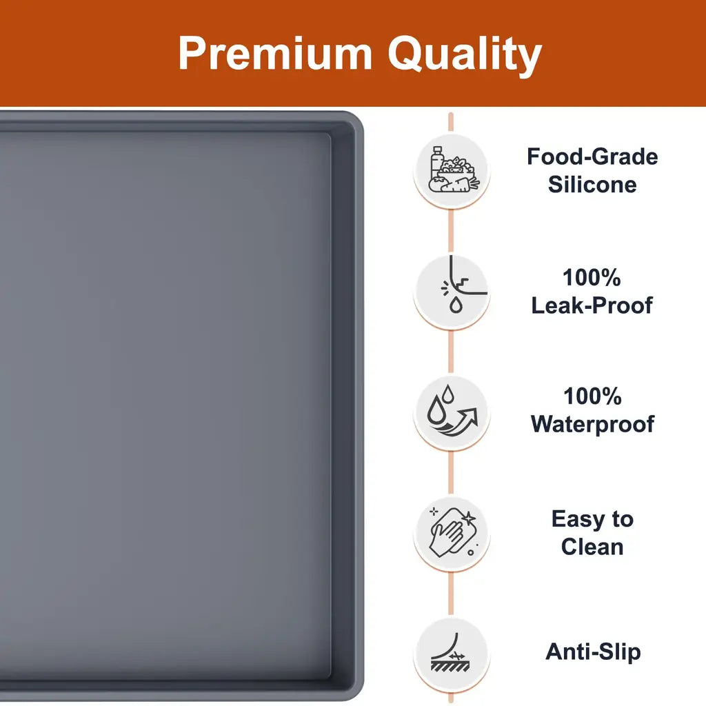 Pet Kitchen Mat & Dog Food Mat - ukeetap Extra Thick Silicone Waterproof Raised Edge BPA Free