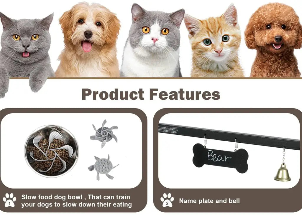 Adjustable Elevated Dog Bowl – Double Stainless Steel Feeder Stand