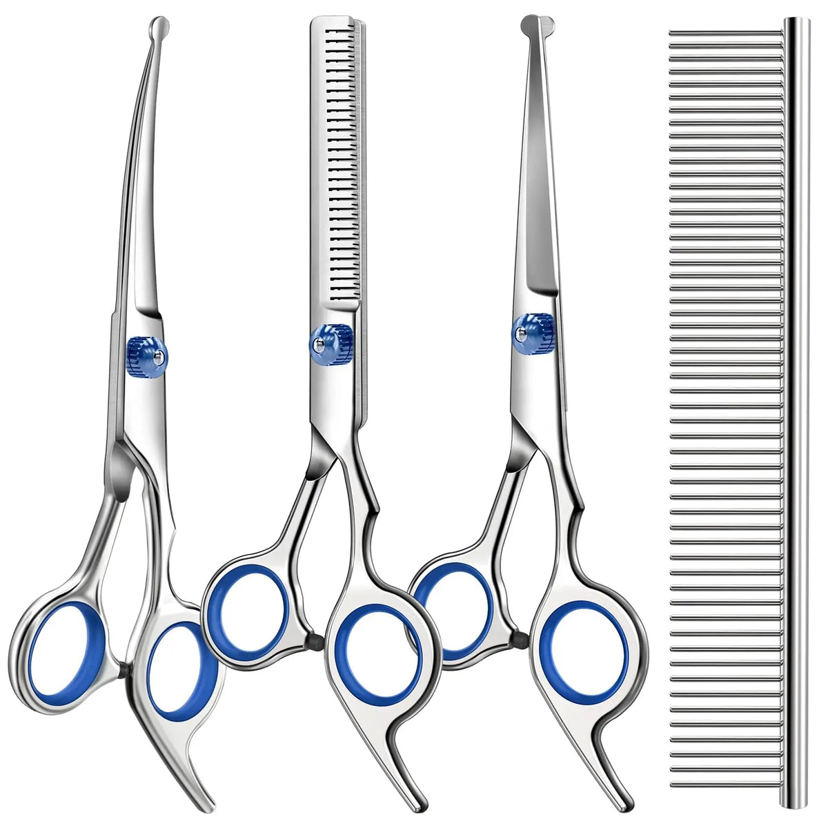 Saccison 4-in-1 Pet Grooming Scissors Kit with Safety Round Tips