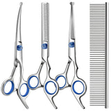 Saccison 4-in-1 Pet Grooming Scissors Kit with Safety Round Tips