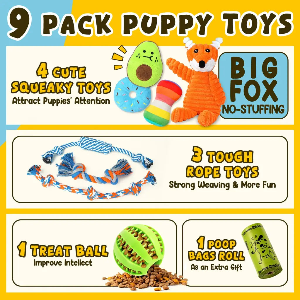 Zeaxuie Luxury Puppy Toys for Teething Small Dogs – Squeaky, Rope & Treat Ball Set