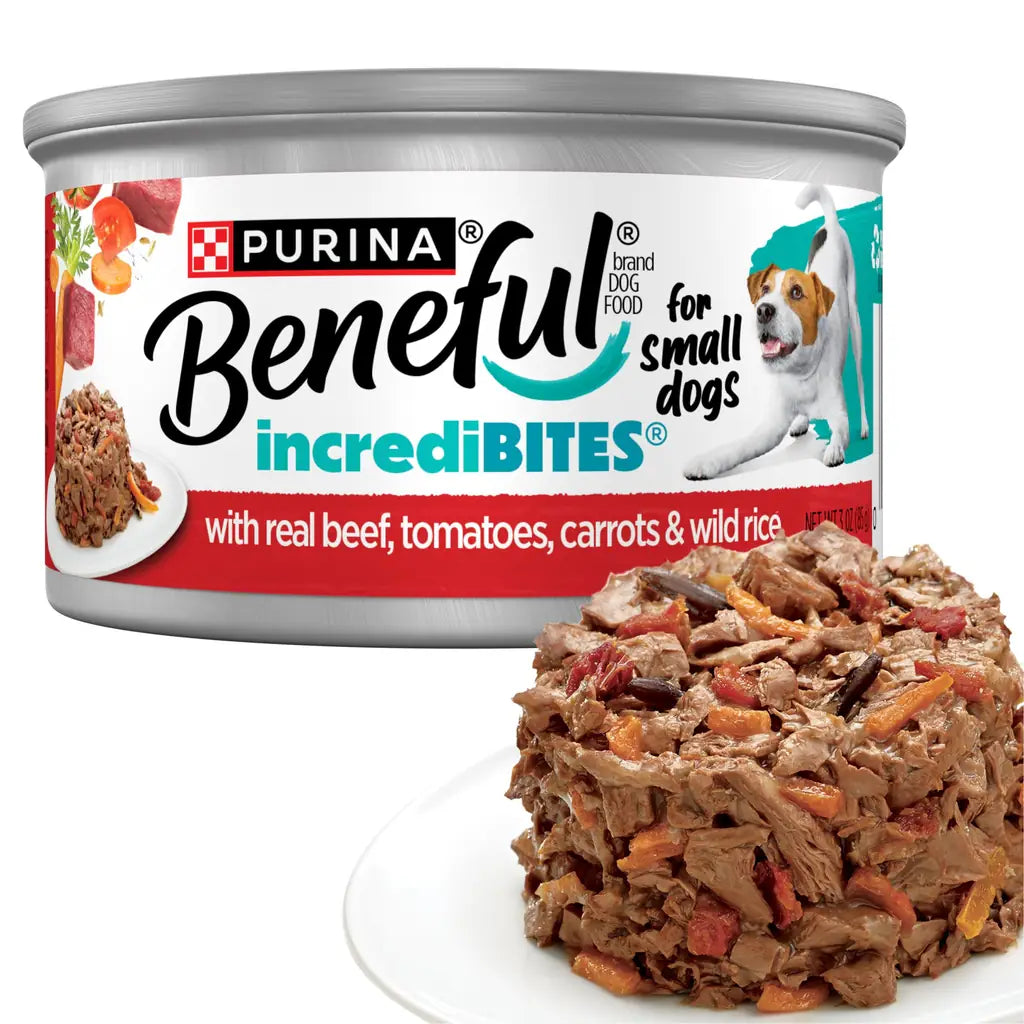 Beneful IncrediBites Small Breed Wet Dog Food | Real Beef, Chicken & Salmon in Gravy | 3 oz Cans | Variety Pack, Salmon, Chicken & Beef