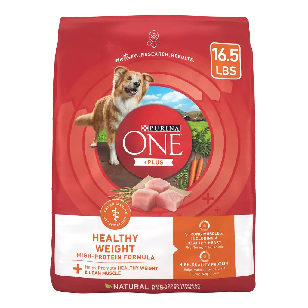 Purina ONE Healthy Weight Dry Dog Food – High Protein Turkey Formula (16.5 lb Bag)