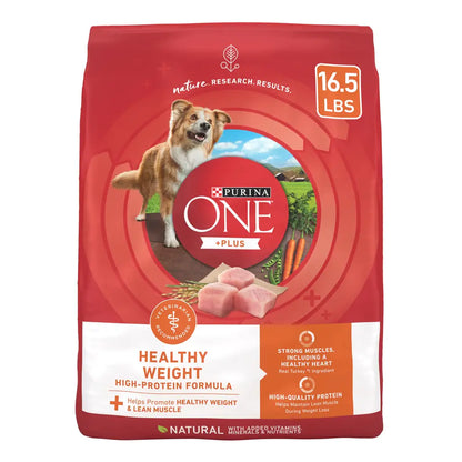 Purina ONE Healthy Weight Dry Dog Food – High Protein Turkey Formula (16.5 lb Bag)