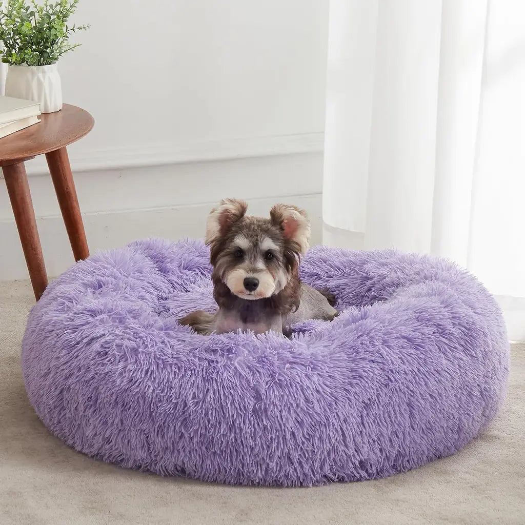 Western Home Calming Soft Round Dog & Cat Bed | Faux Fur Anti-Anxiety Cuddler