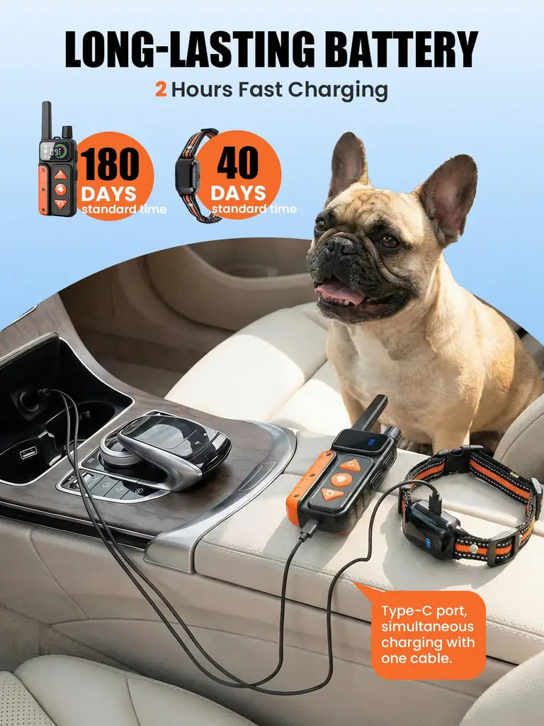 2-in-1 Dog Bark Collar & Shock Collar — Tallentrol IPX7 Waterproof E-Collar with Remote, 3300FT Range, for Small Medium Large Dogs (5–120 lbs)