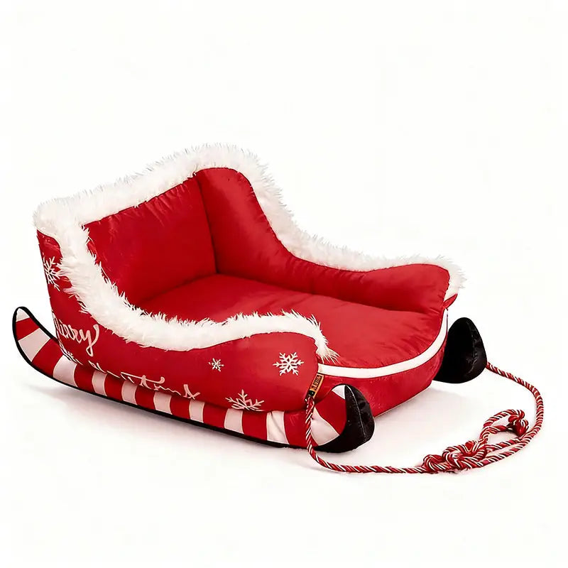 Holiday Sled Dog Bed - Cozy Plush Pet Crate Mat for Christmas