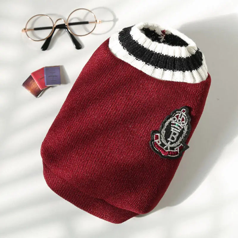 Prep School Pet Vest - V-Neck Knitted Dog & Cat Sweater