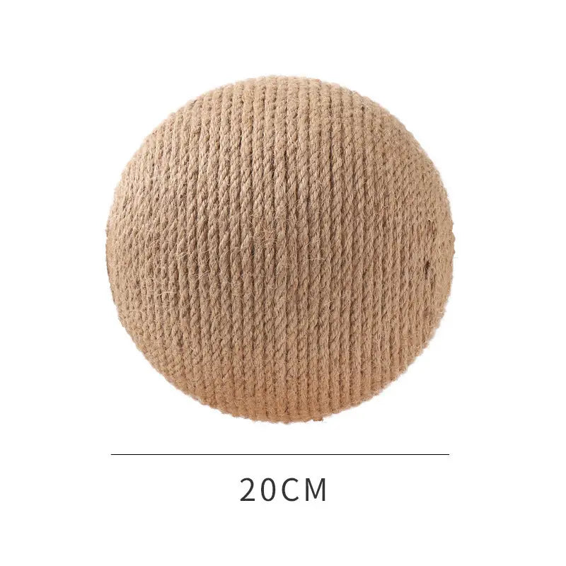 Wooden Sisal Cat Scratcher Ball – Scratch-Resistant Post
