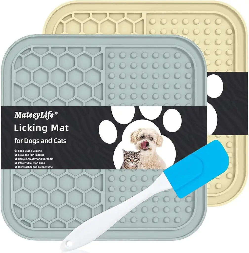 MateeyLife 2PCS Lick Mat for Dogs and Cats – Slow Feeder, Anxiety Relief, Suction Cup Design