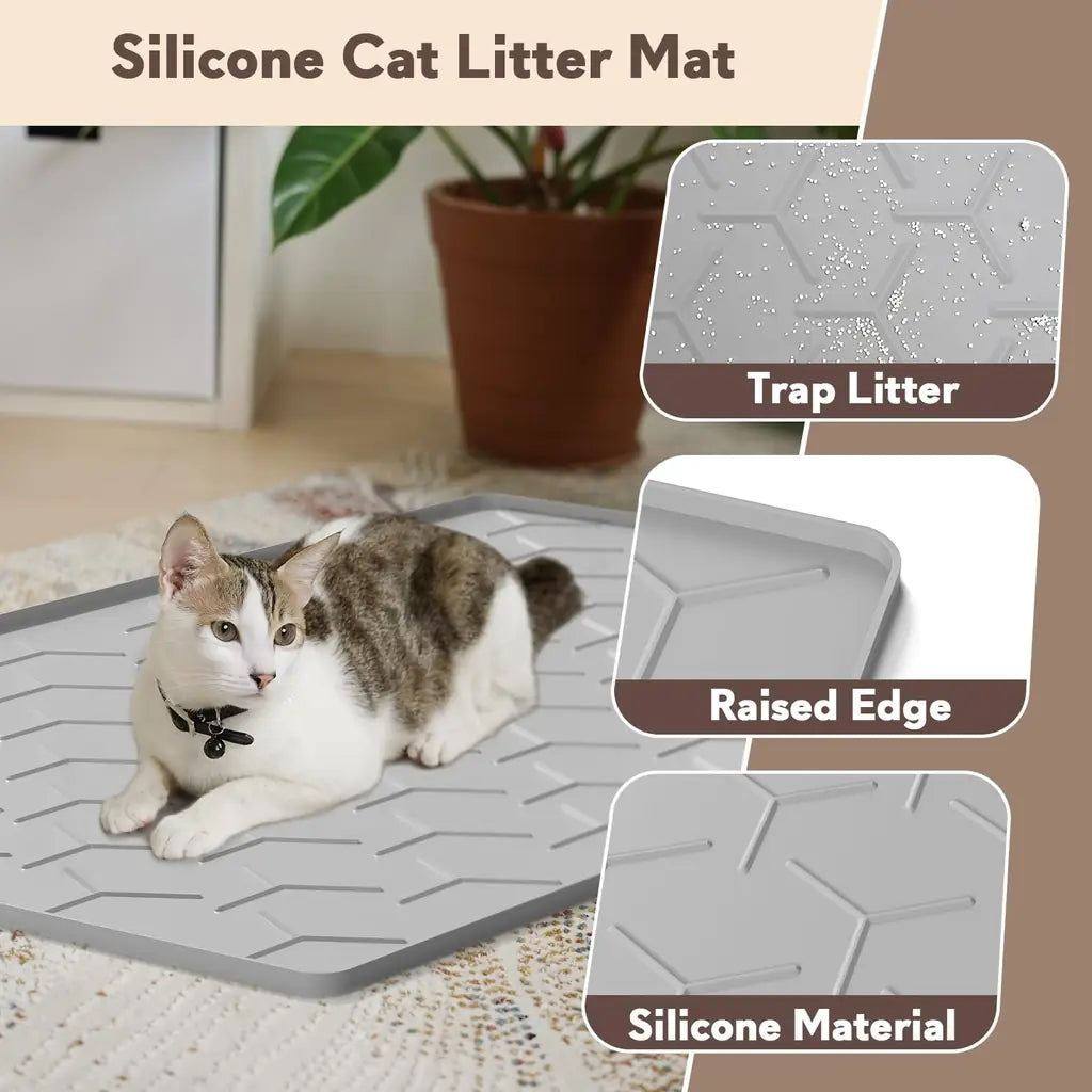 Garoopion Silicone Cat Litter Mat – Waterproof, Easy Clean | 24×16 & 34×22 inch