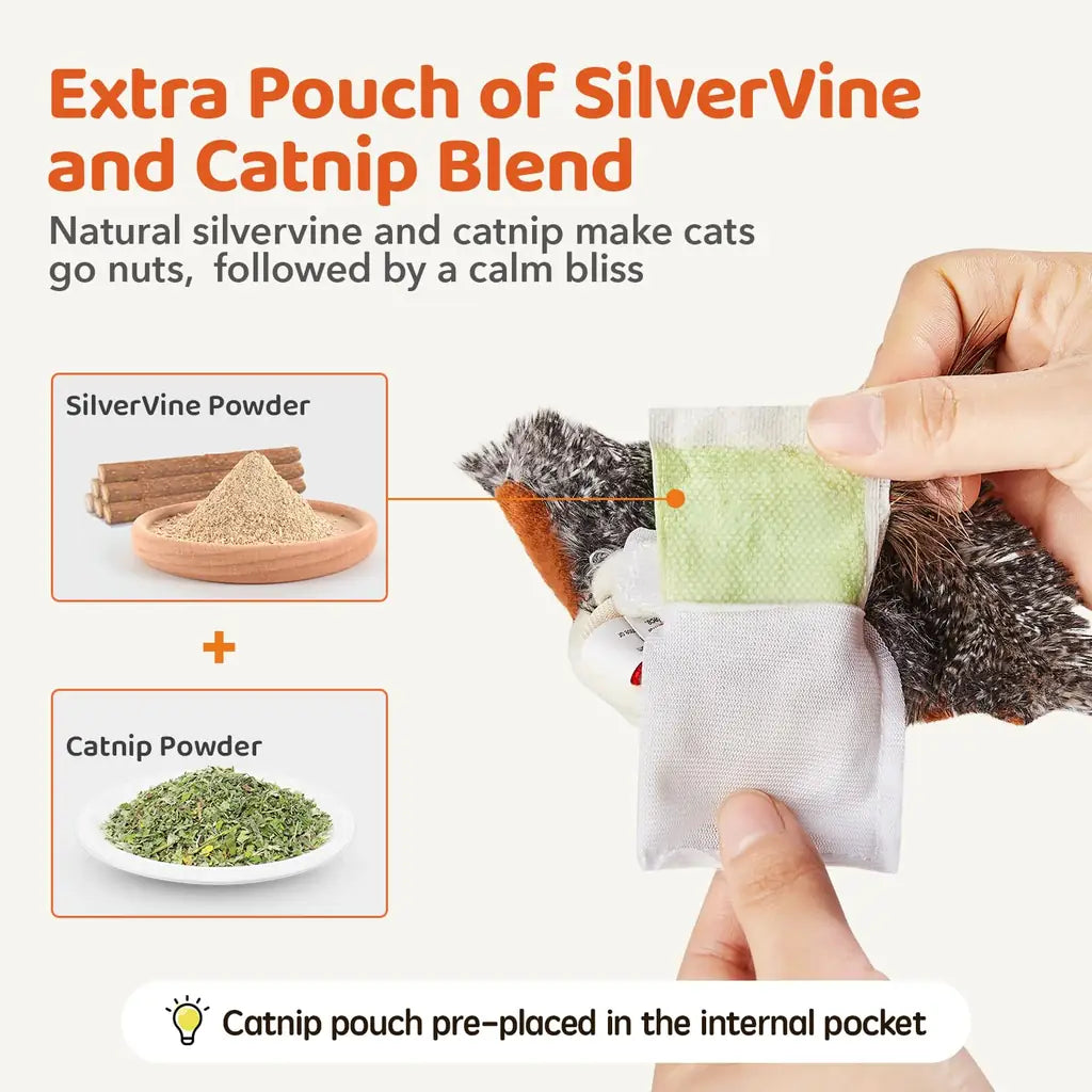 Potaroma Cat Toys Rechargeable Flapping Duck with SilverVine Catnip, Lifelike Quack Chirping, Touch Activated Kitten Kicker Plush Interactive Exercise Toys for All Breeds