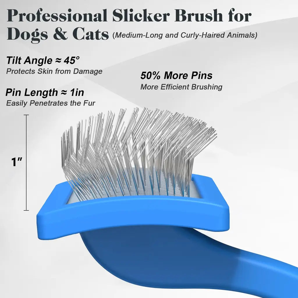 Extra-Long Pin Slicker Brush & Comb Set for Dogs | Doodles & Double Coats