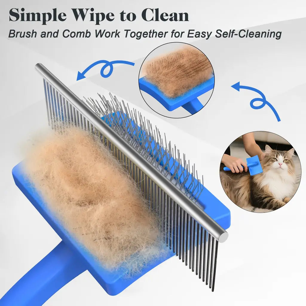 Extra-Long Pin Slicker Brush & Comb Set for Dogs | Doodles & Double Coats