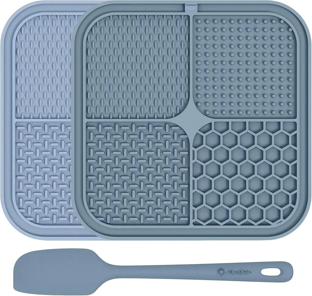 ChefAide 2 Pack Lick Mat for Dogs & Cats with Suction Cups – Slow Feeder, Anxiety Relief