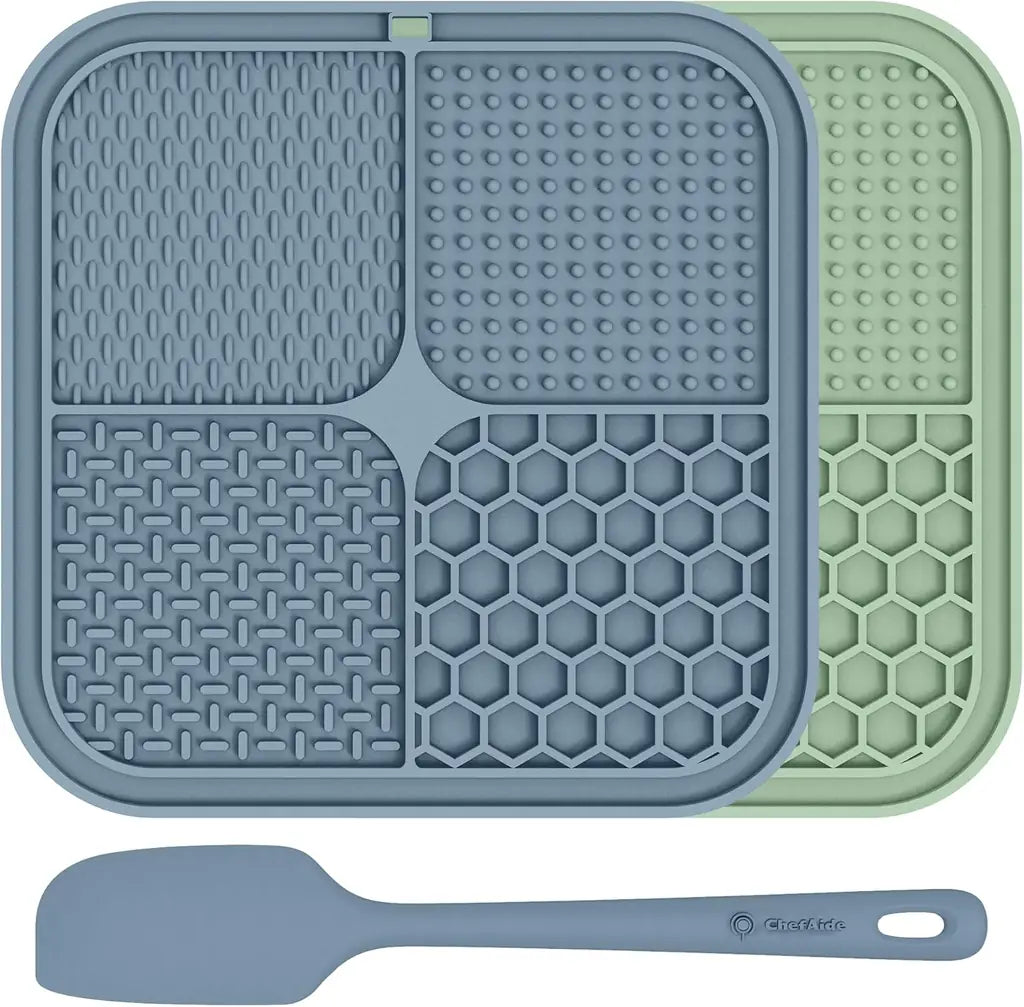 ChefAide 2 Pack Lick Mat for Dogs & Cats with Suction Cups – Slow Feeder, Anxiety Relief