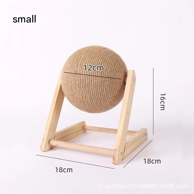 Wooden Sisal Cat Scratcher Ball – Scratch-Resistant Post