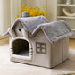 Double-Roof Pet House – Washable Tent Bed for Dogs & Cats