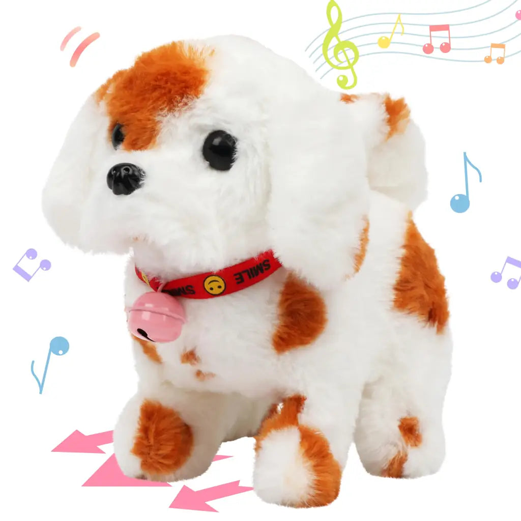 Hopearl Walking Interactive Electronic Pet Plush Toy – Woof, Nodding Head & Wagging Tail, 7'' – Gifts for Toddlers