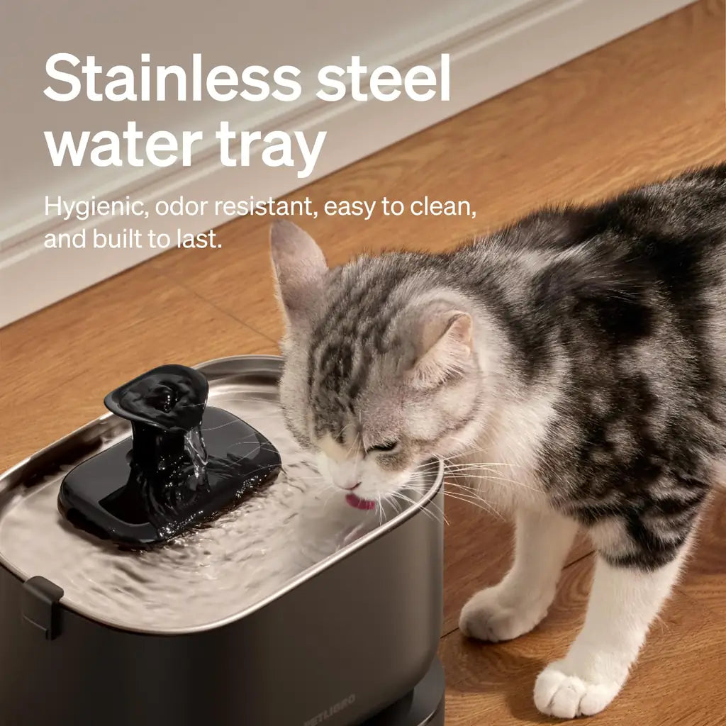 PETLIBRO Cordless Cat Water Fountain | 84oz Battery-Operated | Radar Sensor, 4-Stage Filter & SS Tray | Black