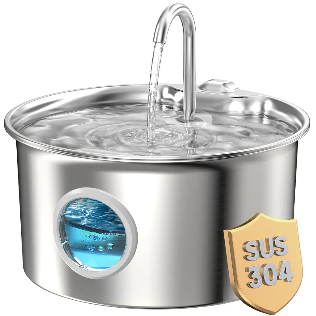 Best Cat Water Fountain for Picky Cats – 88oz Stainless Steel, LED Indicator, Quiet Pump, 4-Stage Filter