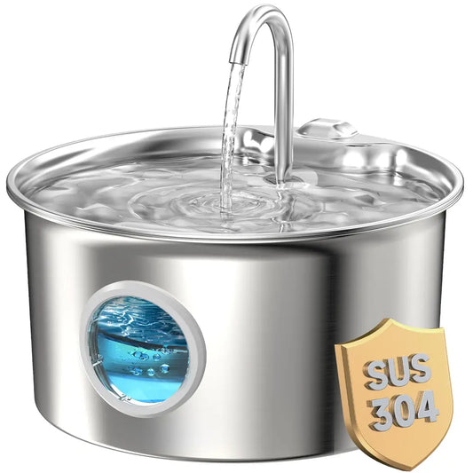 Best Cat Water Fountain for Picky Cats – 88oz Stainless Steel, LED Indicator, Quiet Pump, 4-Stage Filter