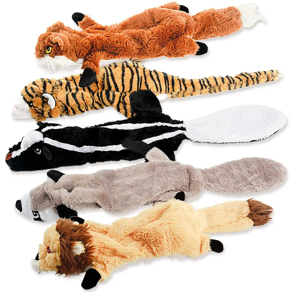 FIREOR No Stuffing Plush Dog Squeaky Toy Bundle for Small Medium Large Dogs