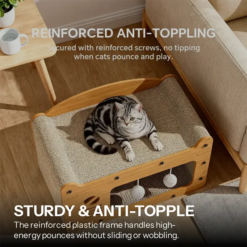 TV Shape Cat Scratcher House with Sisal & Teaser Balls – Cats Up to 20 lbs
