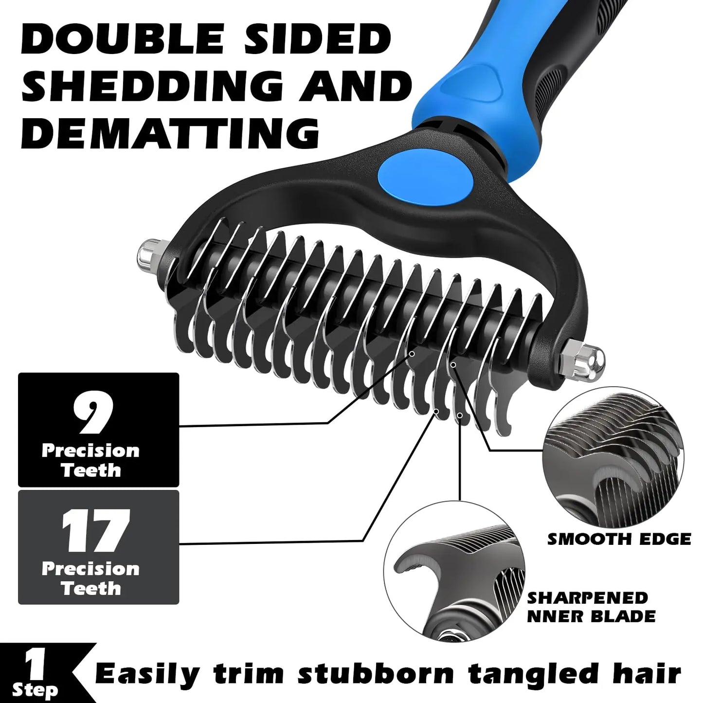 3-in-1 Dog Grooming Set | Slicker Brush, Dematting Rake & Flea Comb
