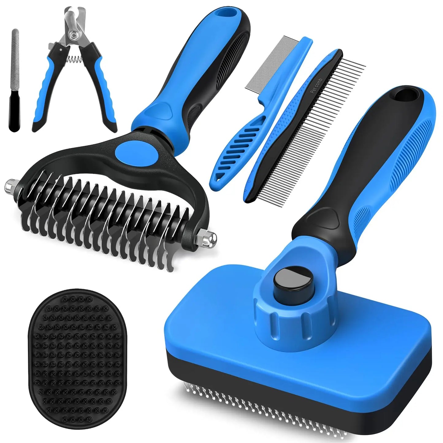 3-in-1 Dog Grooming Set | Slicker Brush, Dematting Rake & Flea Comb