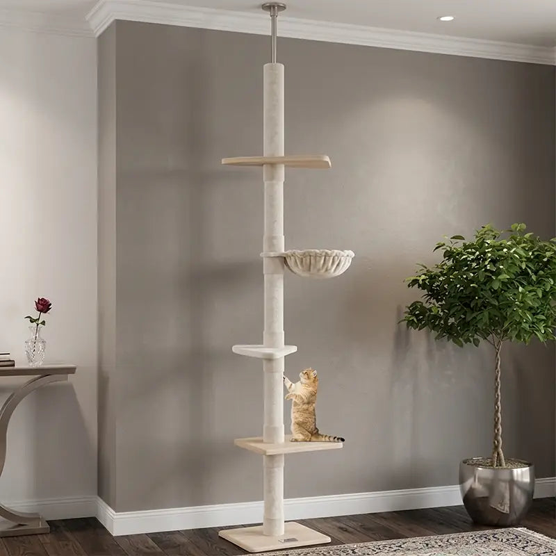 Floor-to-Ceiling Cat Tree – 5-Tier Climbing Tower with Sisal Posts