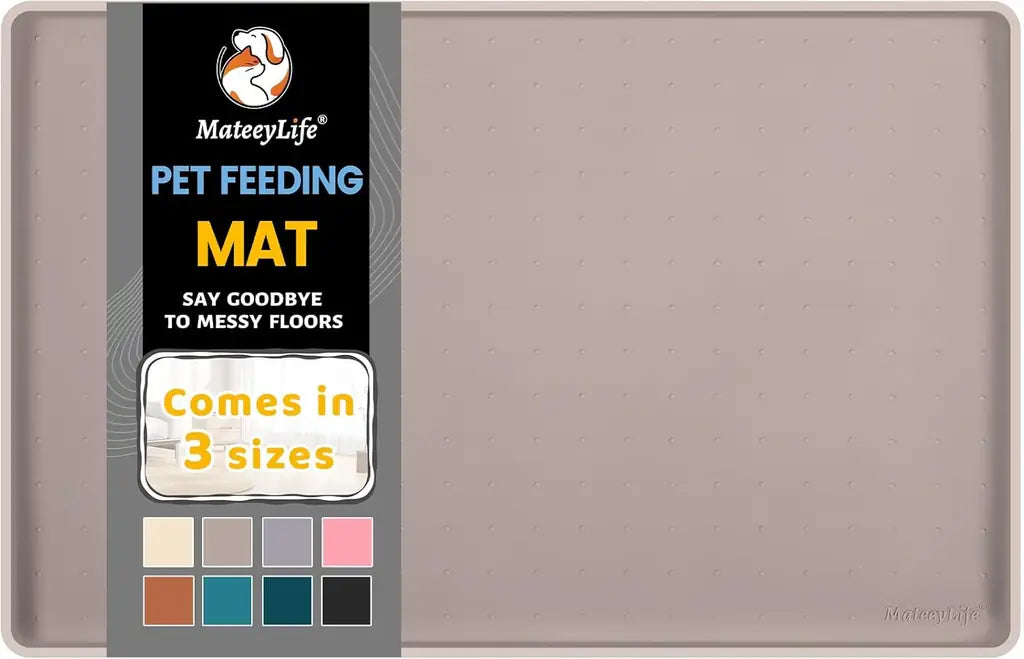 MateeyLife Silicone Cat & Dog Food Mat – Waterproof, Anti-Slip, Raised Edge Pet Feeding Mat