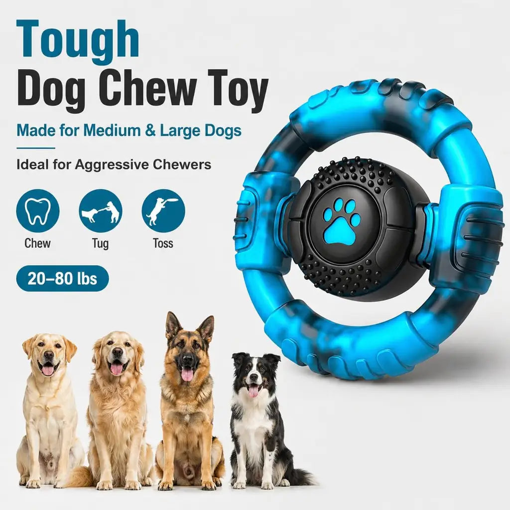 Tough Dog Toys for Aggressive Chewers – Indestructible Nylon Chew Toy with Squeaker