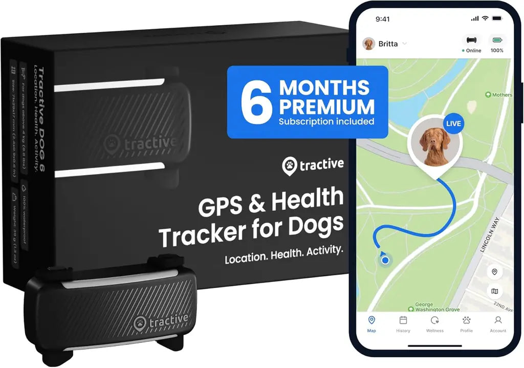 Tractive Smart Dog GPS Tracker with Live Tracking and Vital Signs Monitoring