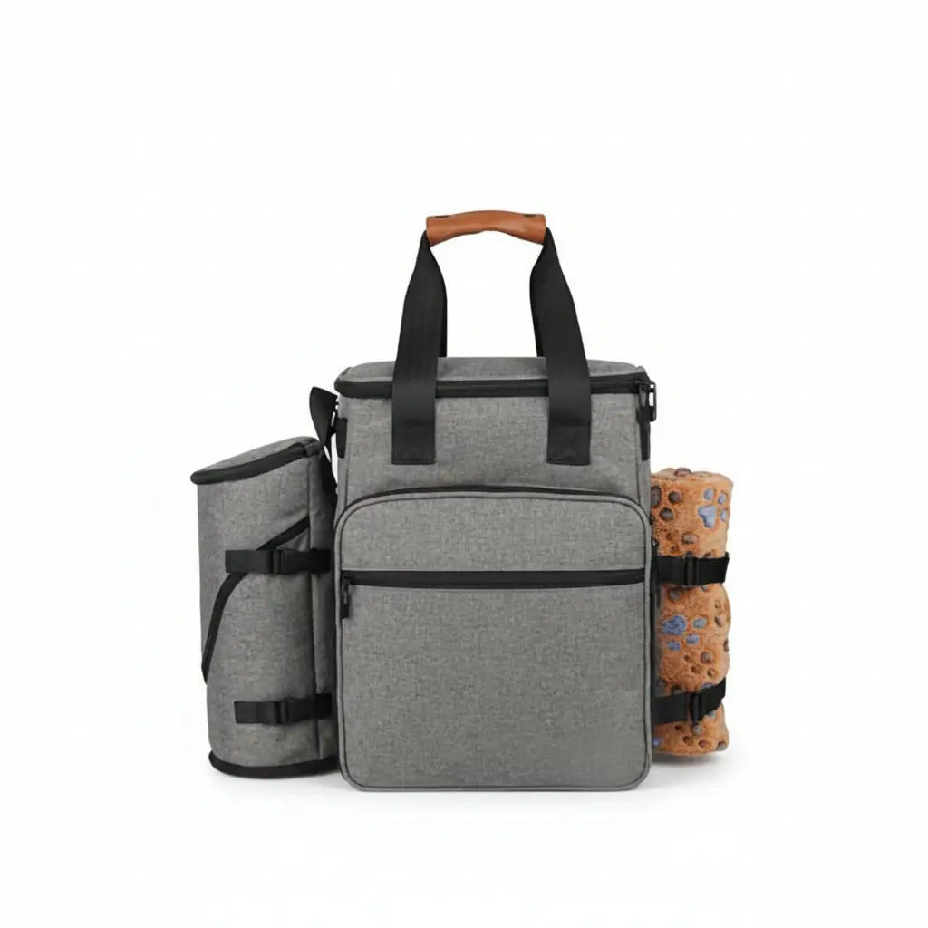 All-in-One Travel Pet Organizer Bag with Collapsible Bowls