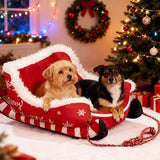 Holiday Sled Dog Bed - Cozy Plush Pet Crate Mat for Christmas
