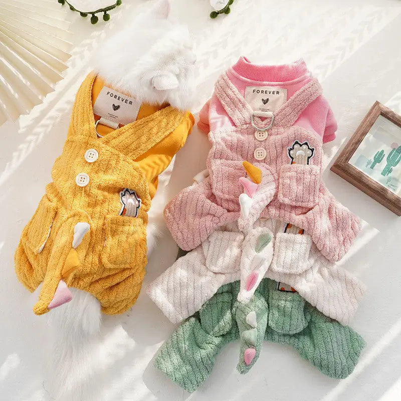 Dino-Roar 3D Costume - Warm Four-Legged Pet Jacket
